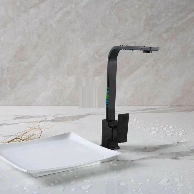 Vòi rửa bát (chén) nóng lạnh vuông Inox 304- sơn tĩnh điện nano đen