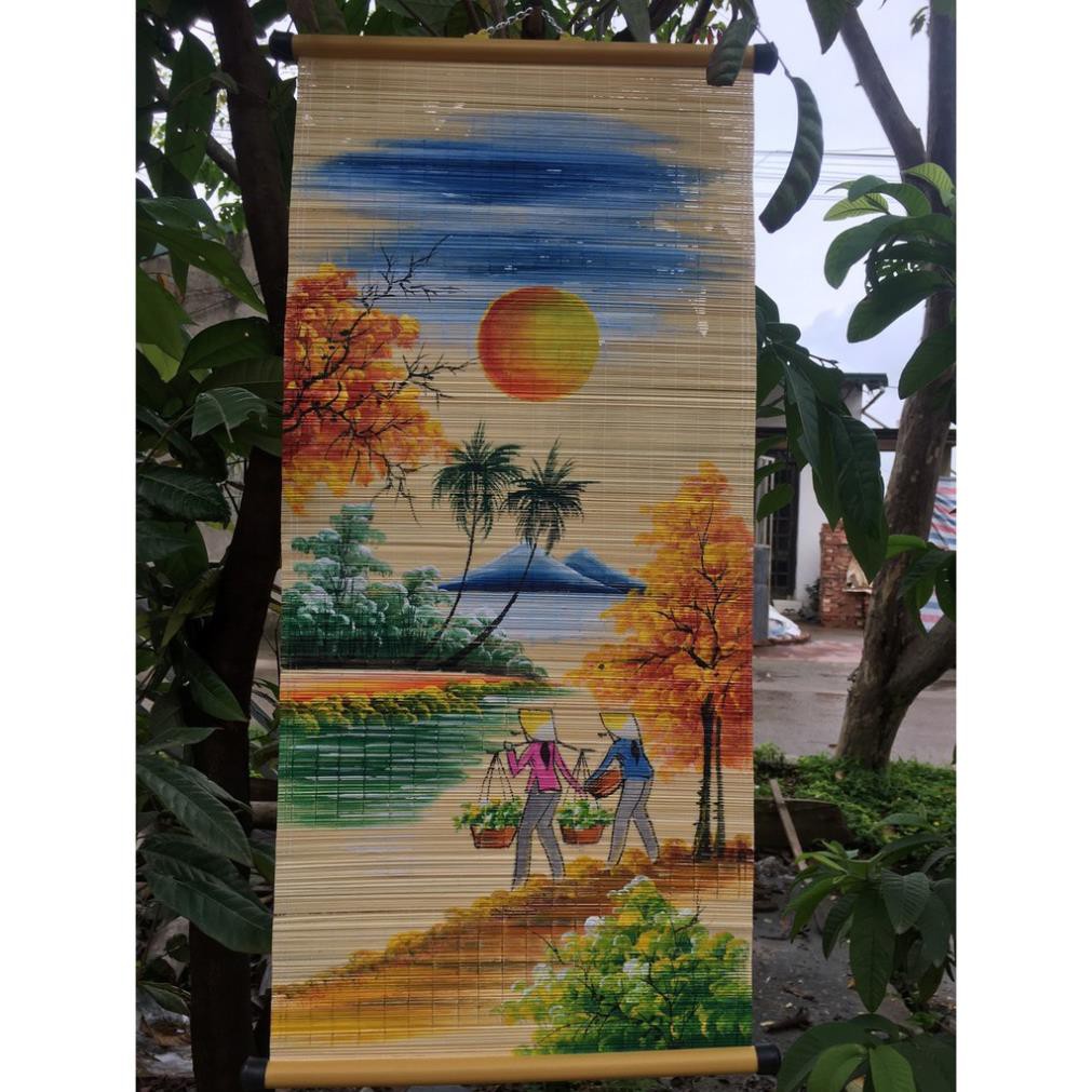 Mành tre  vẽ tranh quê hương 30cm*65cm