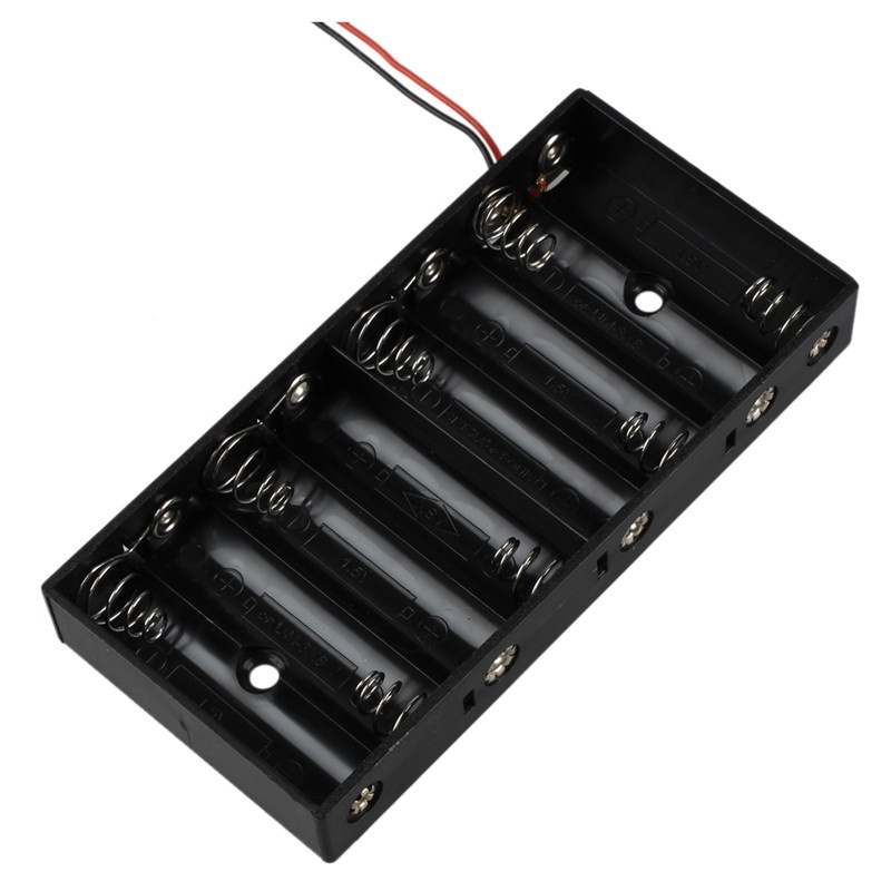 Hộp lưu trữ pin CELL 8 X 1.5V AA 2A bằng nhựa mới Hộp lưu trữ tiêu chuẩn Hộp đựng 12V có dây dẫn