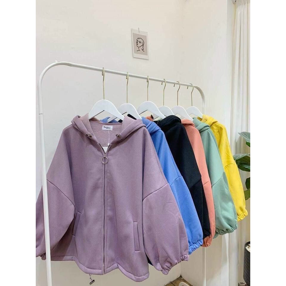 Áo Khoác Nỉ Hoodie TAY PHỒNG Form Rộng GUVIA Zip Trơn Nam Nữ BASIC Ulzzang Unisex | BigBuy360 - bigbuy360.vn