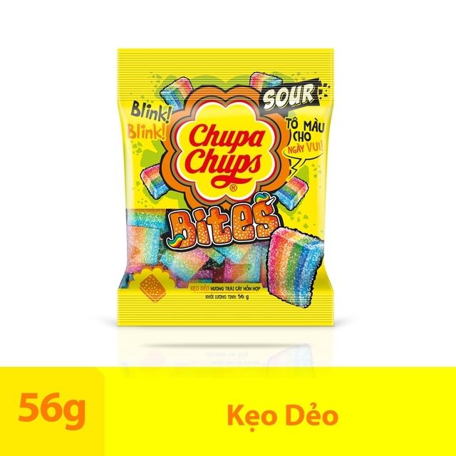 Kẹo dẻo chupa chups sour biter hương trái cây loại gói nhỏ 24gr