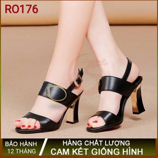 Giày sandal nữ cao gót 7p hàng hiệu rosata màu đen đẹp ro176