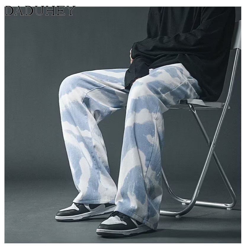 DaDuHey Men's 2022 New Autumn Loose Camouflage Cargo Pants Ins Trendy Fashion Tie-Dyed Casual Pants