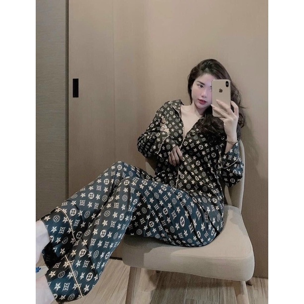 Đồ Bộ Mặc Nhà Pijama Nữ Dài Tay Cao Cấp - Đồ Ngủ Lụa Quảng Châu
