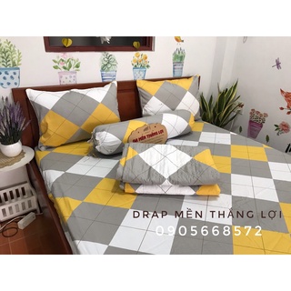 Bộ chăn ga gối 100% cotton Thắng Lợi họa tiết hoa vàng