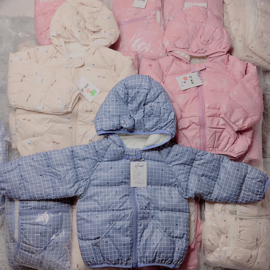 Áo Phao Cho Bé Tai Gấu Chất Siêu Nhẹ Siêu Ấm, Kiểu Dáng Basic Áo Khoác Mùa Đông Cho Bé Trai Bé Gái - CỰC XINH