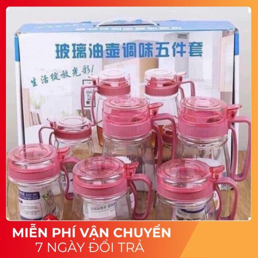 (Hoàn phí vận chuyển)BỘ 5 HỦ ĐỰNG GIA VỊ NHÀ BẾP RẺ, BỀN BỈ, ĐÁNG TIỀN