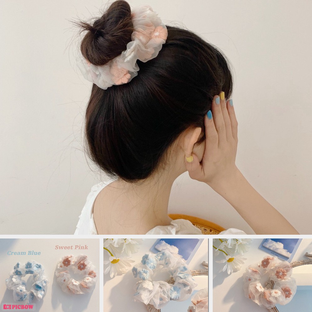 [HOÀN XU 10%] Scrunchies mẫu hoa thêu tay siêu xinh cho các nàng-GIÁ SIÊU RẺ