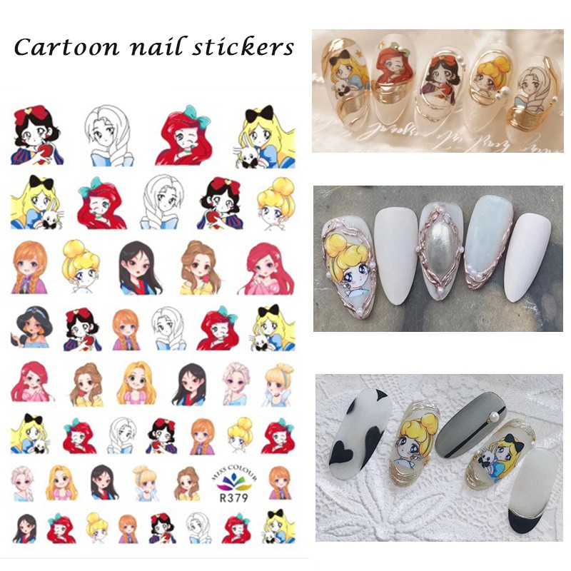 Sticker 3D họa tiết hoạt hình trang trí móng tay dễ thương