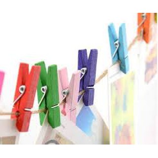 sét 50 kẹp gỗ treo ảnh tăng 5m dây