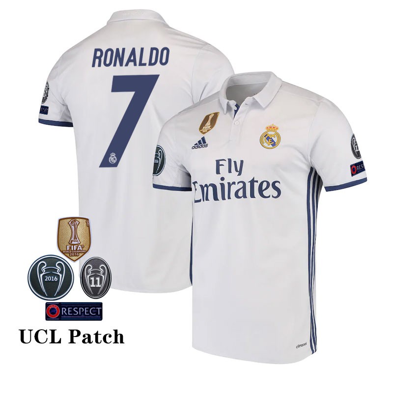 Áo Thun Thể Thao In Chữ Real Madrid Home CF Jersey Cristiano Ronaldo 16/17