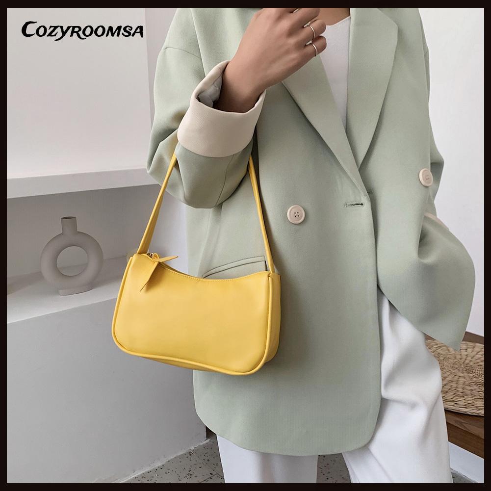 Túi xách da PU mềm màu trơn thời trang cho nữ