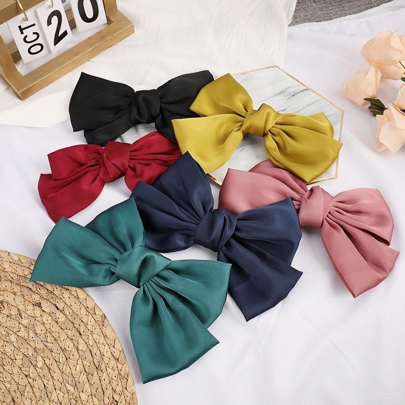 Kẹp Tóc Nơ Lớn Bằng Vải Satin Dễ Thương Thời Trang Cho Nữ