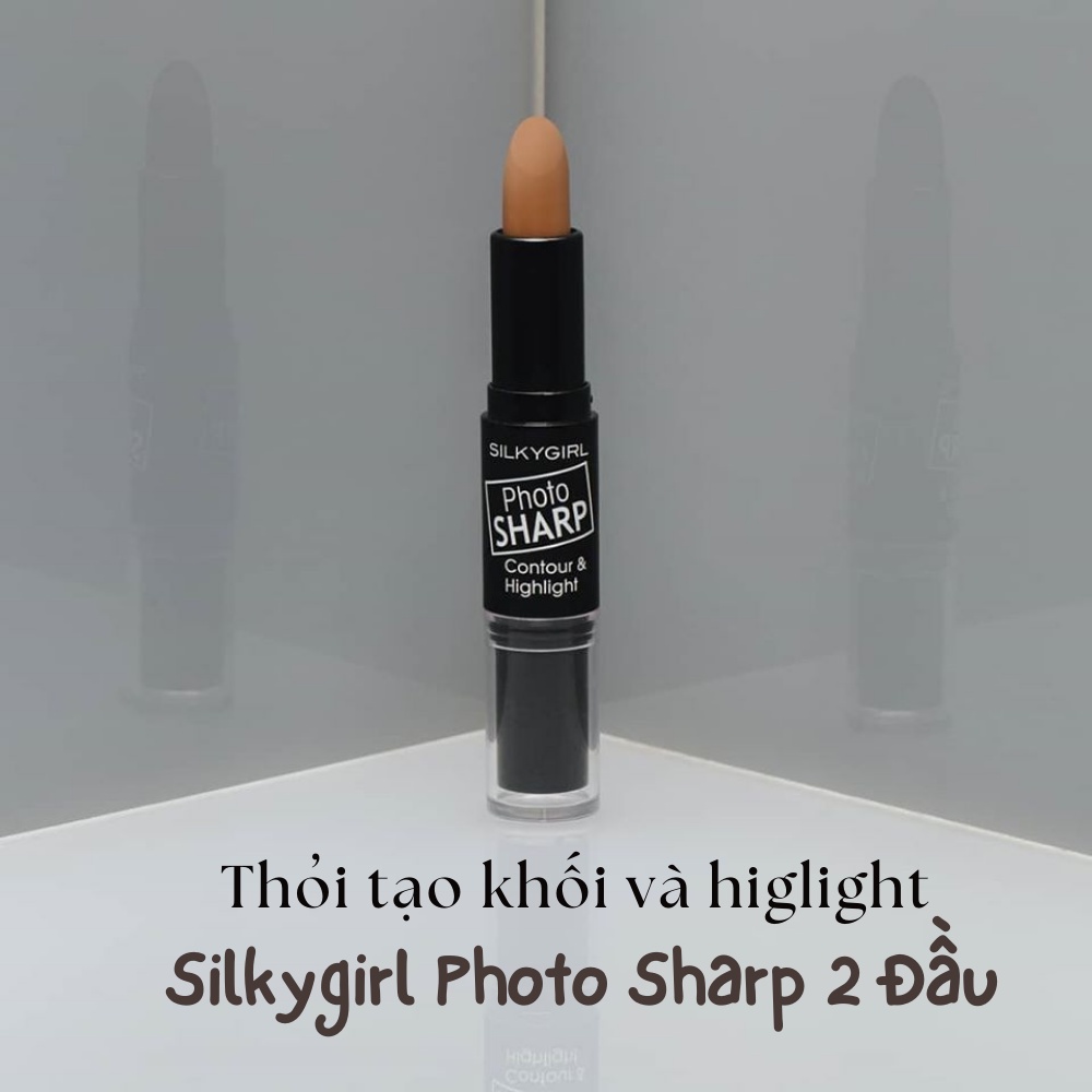 Bút tạo khối 2 đầu SilkyGirl Photo Sharp Contour &amp; Higglight 01 Natural Light 8g tạo hiệu ứng bắt sáng cho khuôn mặt