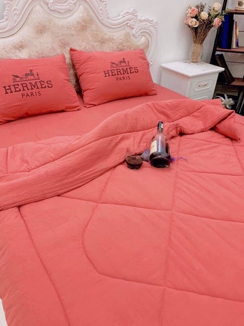 Trọn bộ 5 món set cotton đũi chăn hè trần bông 3 lớp