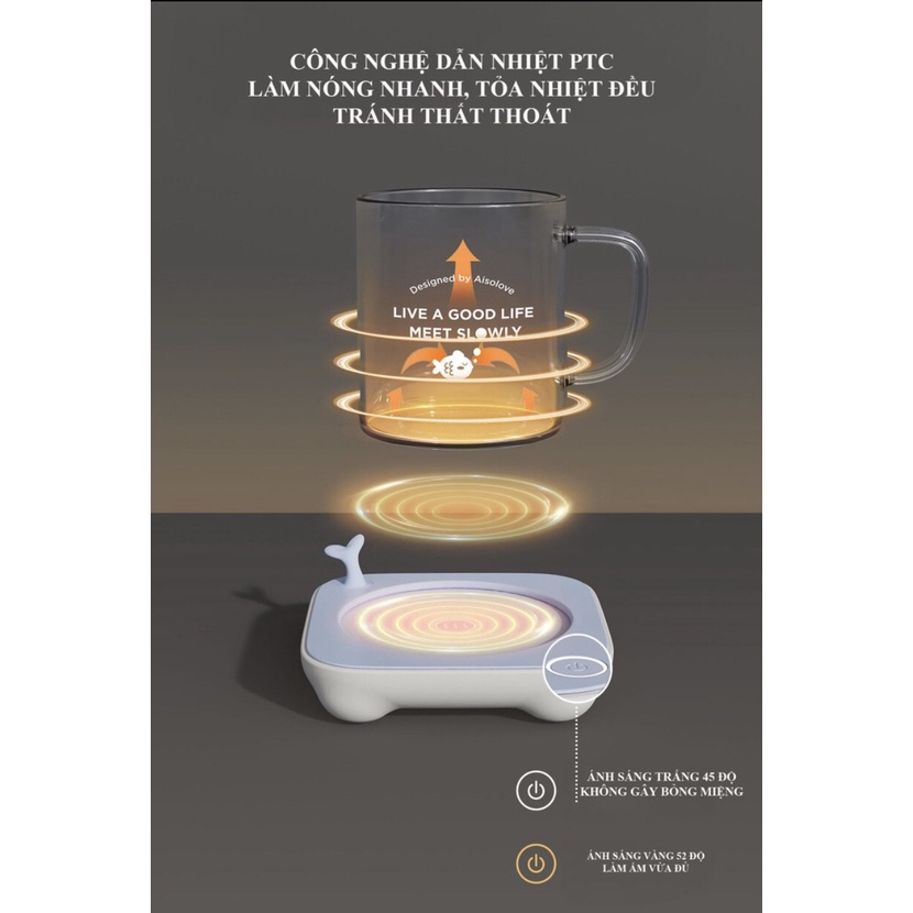 Đế Hâm Nóng Đồ Uống Thông Minh Solove 003G, Đế Giữ Nhiệt Cảm Ứng, Làm Nóng Nhanh, Silicon An Toàn