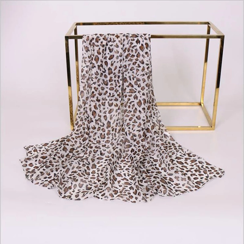 Khăn choàng chiffon dài mềm mại in họa tiết da báo thời trang cho nữ
