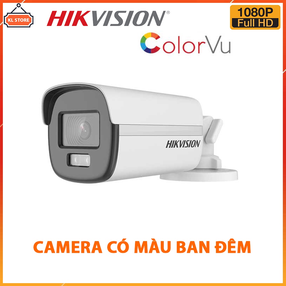 Camera Giám Sát HDTVI ColorVu 2.0MP Thân Trụ HIKVISION DS-2CE12DF0T-F - Camera Có Màu Ban Đêm - Hàng Chính Hãng