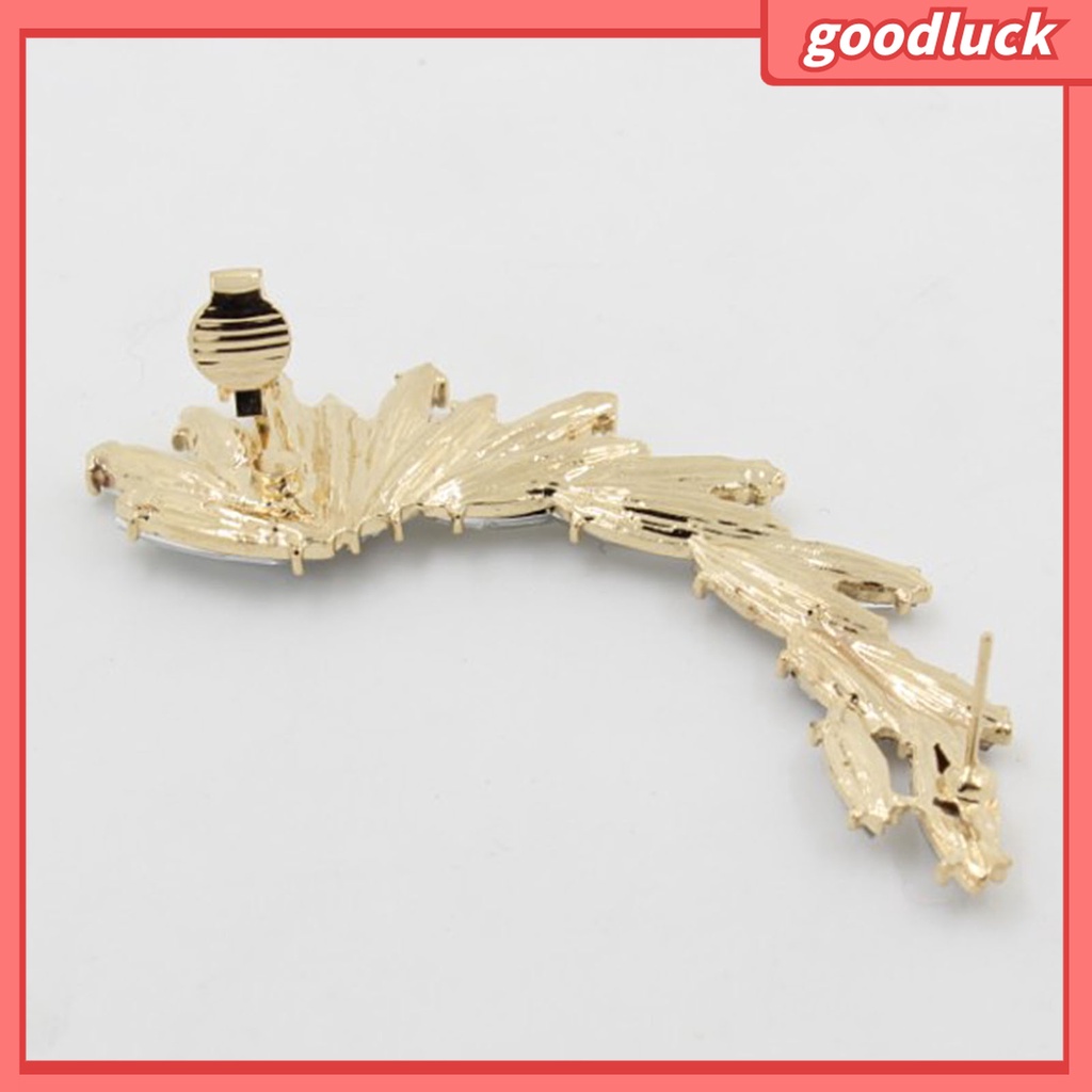 Goodluck| Bông Tai Đeo Vành Tai Hình Chiếc Lá Đính Đá Kiểu Boho Dài 1 Cái