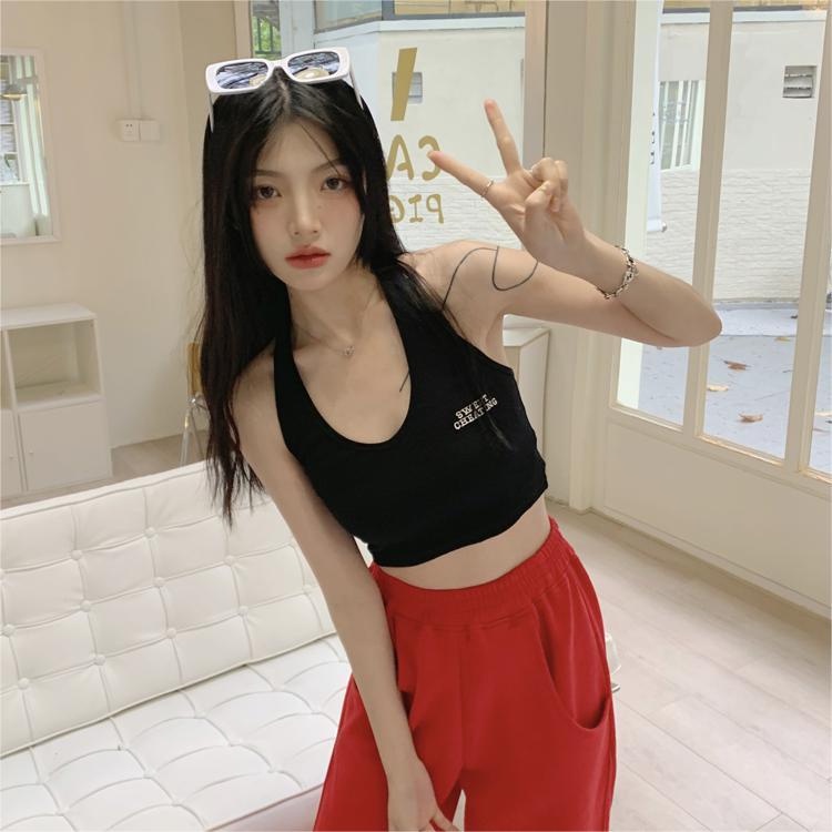 Áo kiểu croptop ZHELIHANGFEI cổ yếm trẻ trung quyến rũ dành cho nữ