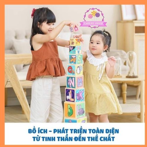 ĐỒ CHƠI THÁP XẾP CHỒNG BỤNG BỰ, GỒM 10 HÌNH KHỐI THÚ VỊ CON HỌC THÔNG MINH - CHƠI HẾT MÌNH _ TS Kids Shop