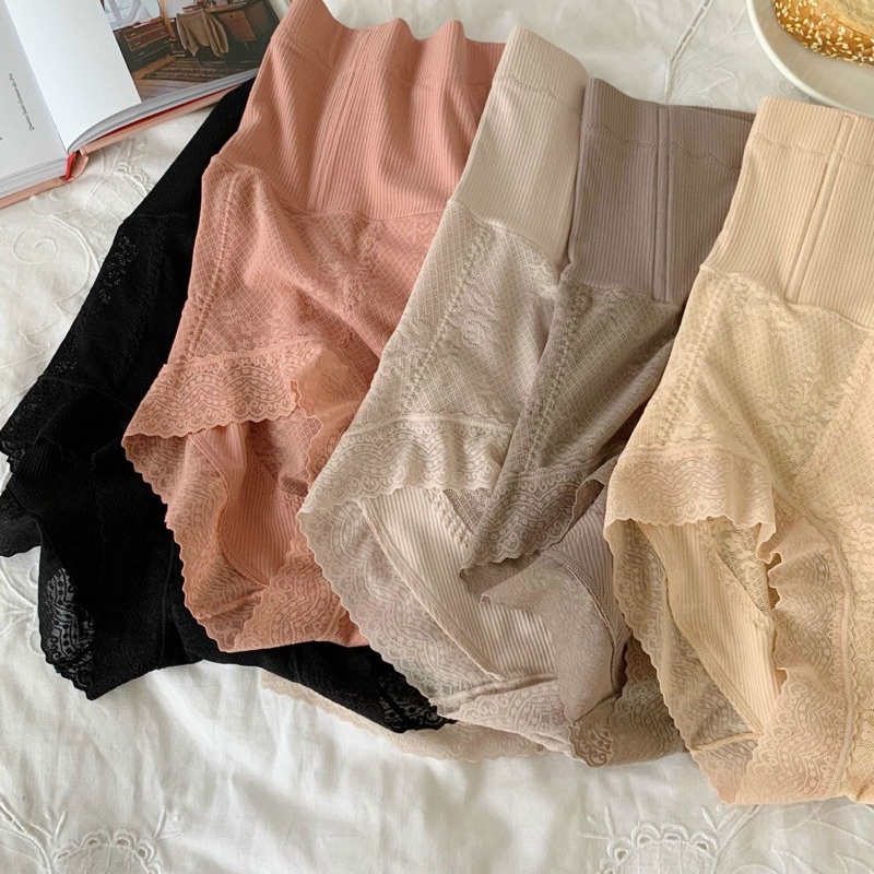 Quần lót nữ cotton viền ren cạp cao gen bụng,quần mặc váy nữ hàng cao cấp có thanh chống cuộn-Kho Sỉ Mai Xuân