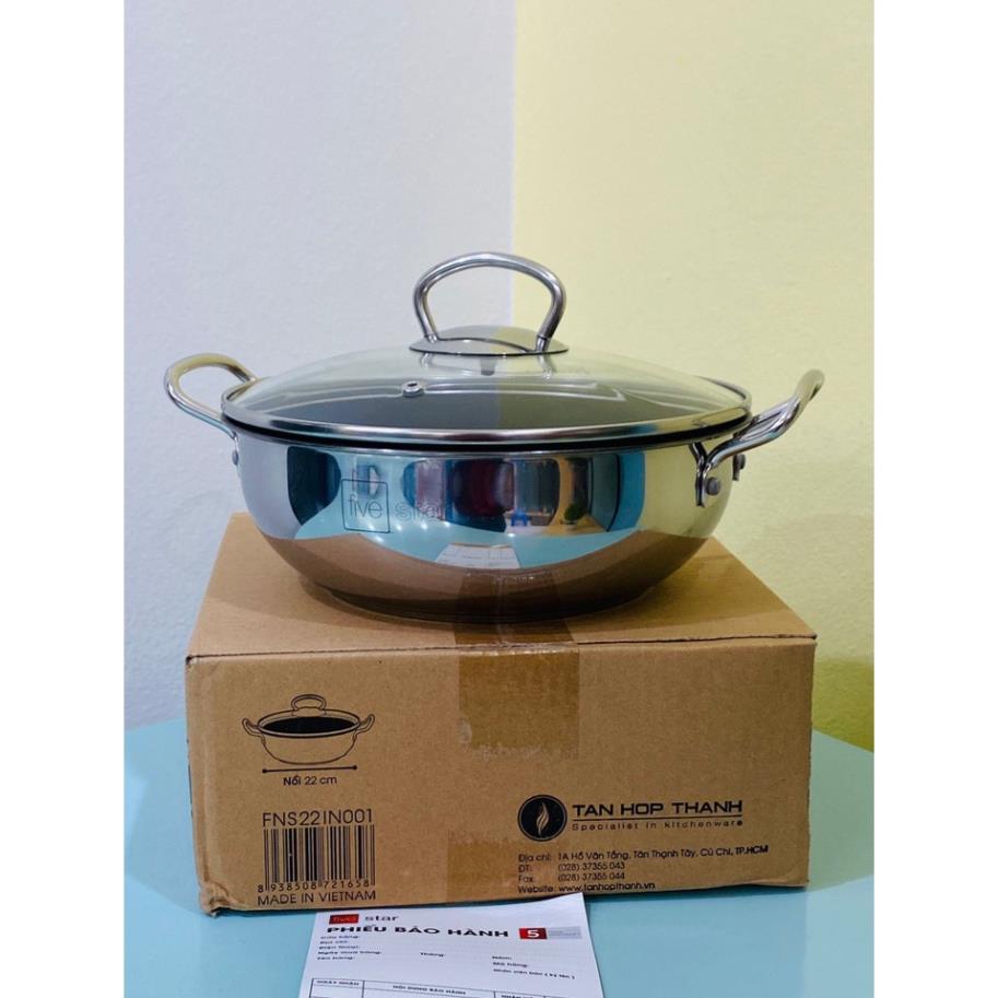Nồi lẩu, chảo sâu lòng, chiên, rán, luộc, lẩu xào, kho, FIVE STAR , 3 đáy chống dính, có quai cầm tiện lợi, Mixxshop21