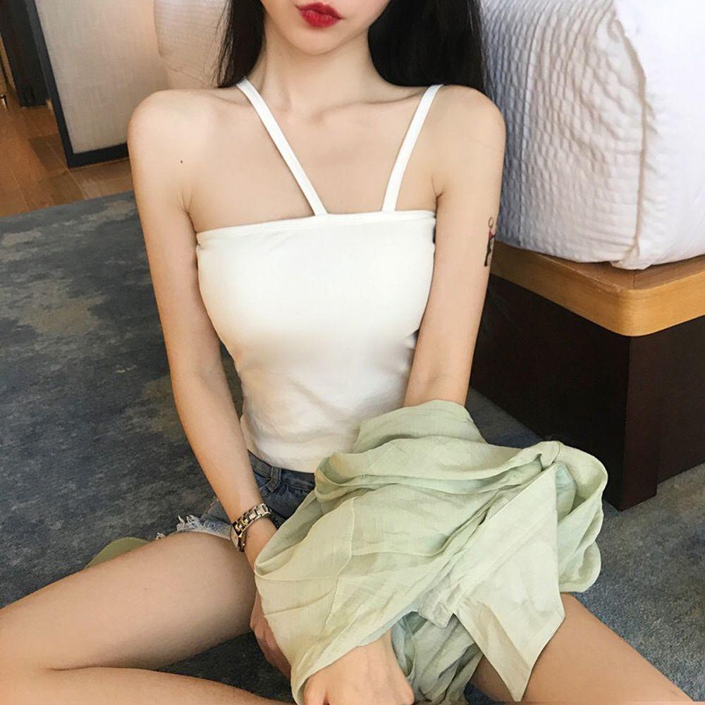 OCEANMAP Áo Lót Mềm Mại Thoáng Khí Hai Dây Màu Trơn Dành Cho Nữ