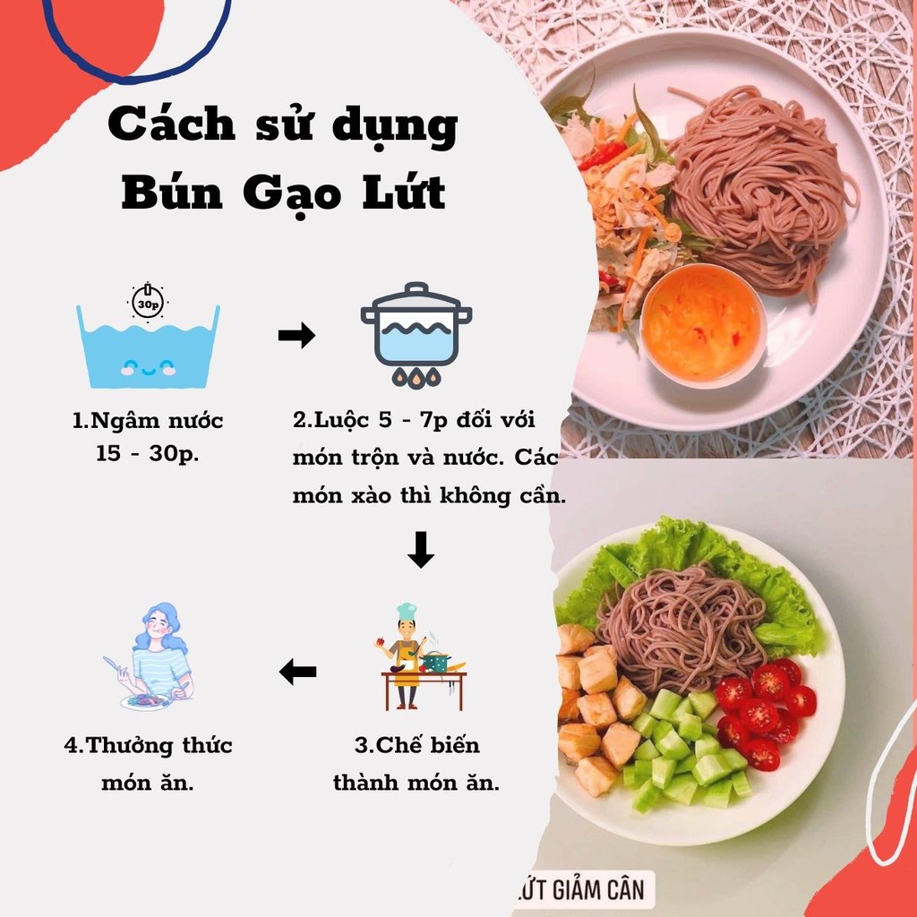 Bún gạo lứt huyết rồng eat clean ăn kiêng làm từ 100% gạo lứt | BigBuy360 - bigbuy360.vn