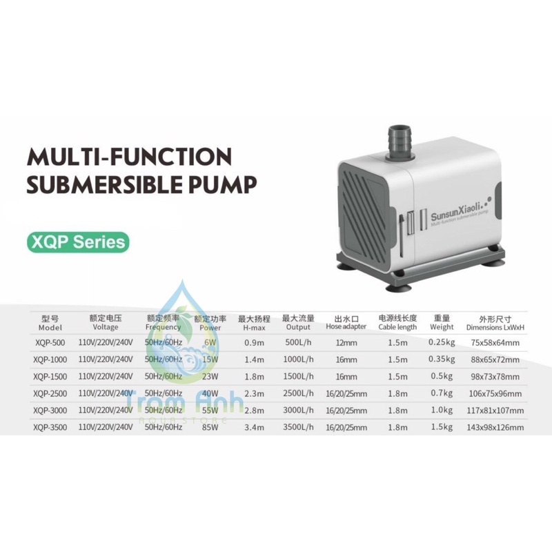 Bơm chìm sunsun XQP - 2500 / 3000 / 3500 - Bơm bể cá