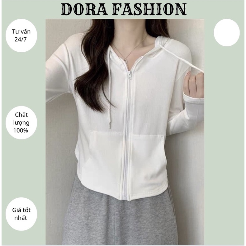 Áo khoác mỏng dài tay có mũ style ulzzang, Áo khoác bozip vạt bầu