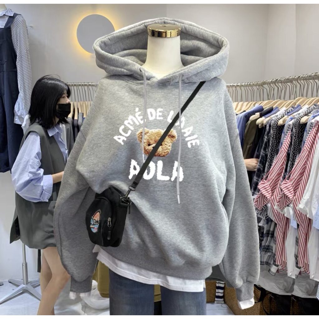 Áo hoodie nỉ nữ nam tay bồng form rộng unisex KONOVA chất liểu nỉ bông dày dặn