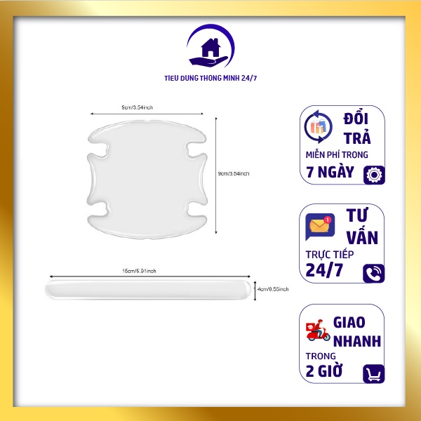 Combo 10 Miếng Dán Silicon Trong Chống Xước Hõm Cửa, Tay Nắm Cửa , Gương Ô Tô Xe Hơi  Honda,Mazda, Toyota, Ford, Kia...