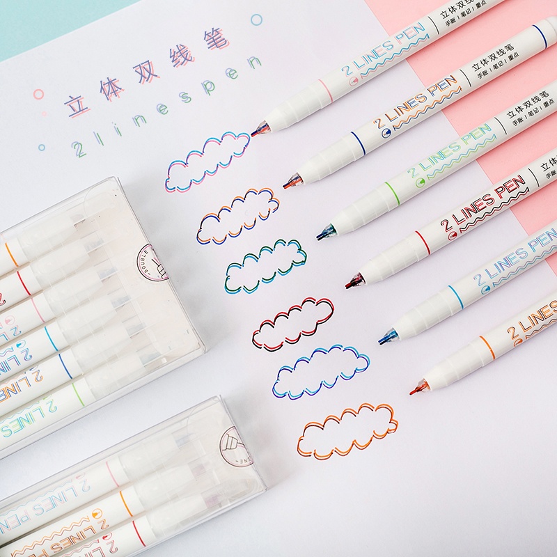 Bút Mực Gel Hai Đầu Ngòi 0.5mm Nhiều Màu Sắc Dùng Để Vẽ Tranh DIY