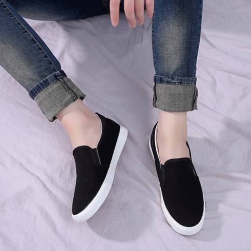 Slip on nam nữ - Giày lười vải &quot;little star&quot; - Vải thô 3 màu đen, trắng và xanh navy - Mã A511