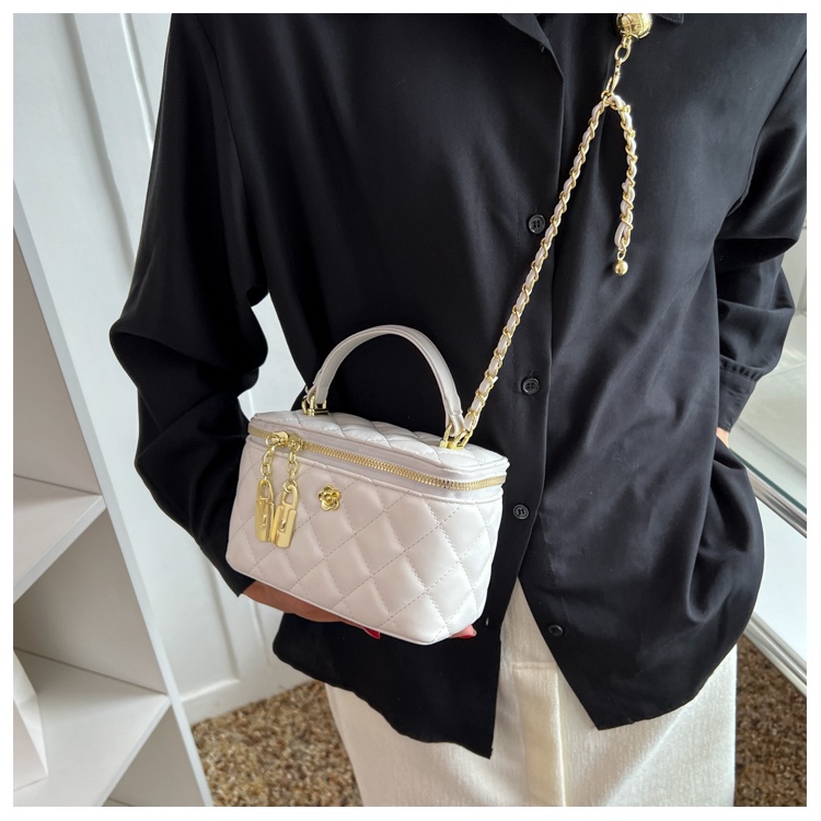 Túi Đeo Chéo Mini Thêu Họa Tiết Kim Cương Phối Dây Đeo Sợi Xích Thời Trang Sang Trọng Cho