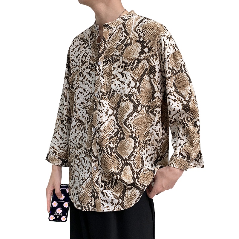 Áo Sơmi DàI Tay In HọA TiếT Da RắN ThờI Trang Cho Nam