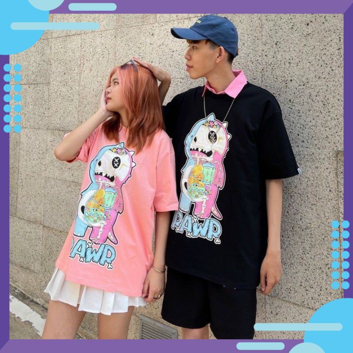 Áo thun dáng rộng tay lỡ nam nữ Unisex đẹp hàng cao cấp chất vải mềm mịn hình khủng long paw