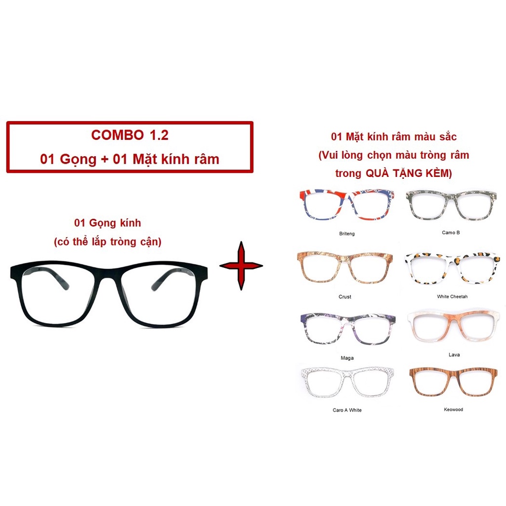 COMBO1.2❤️1 GỌNG + 1 MẶT KÍNH RÂM❤️Kính mát cận râm thời trang nam nữ nhiều màu gọng vuông tròn Hot Trend | BigBuy360 - bigbuy360.vn