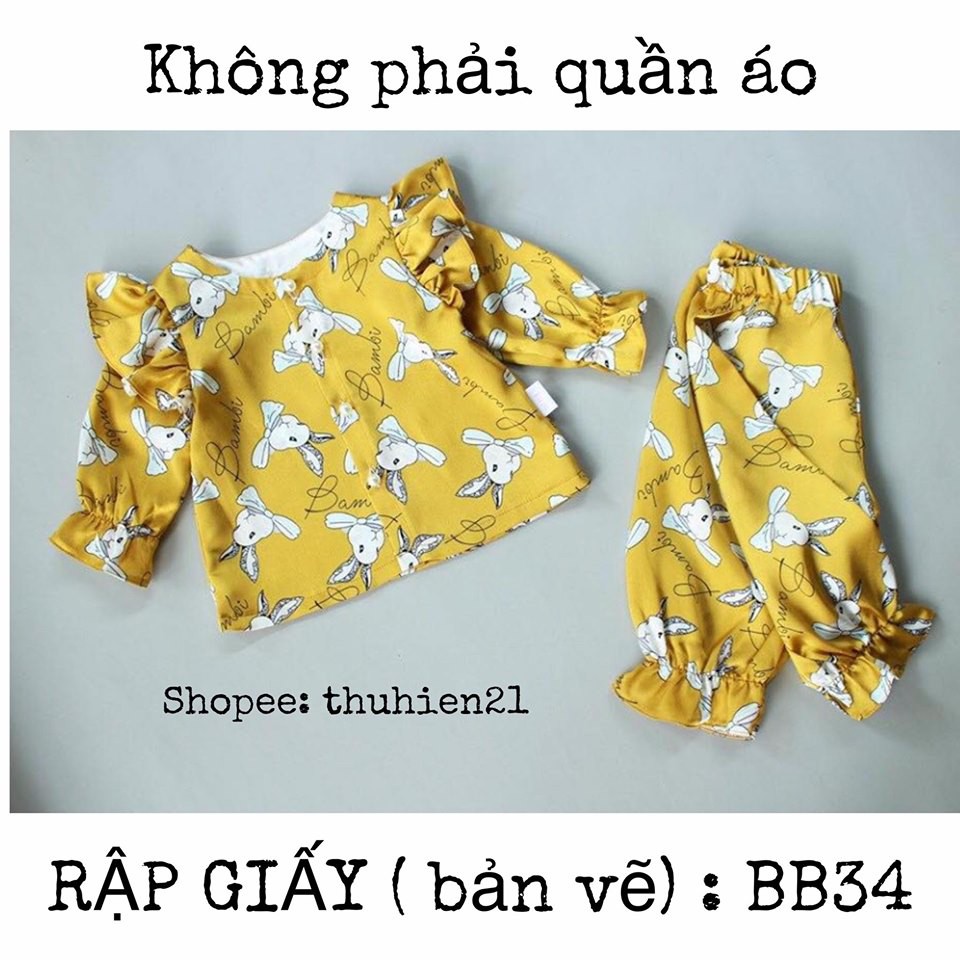 RẬP GIẤY(bản vẽ)_ BB34_ bộ đồ bé gái