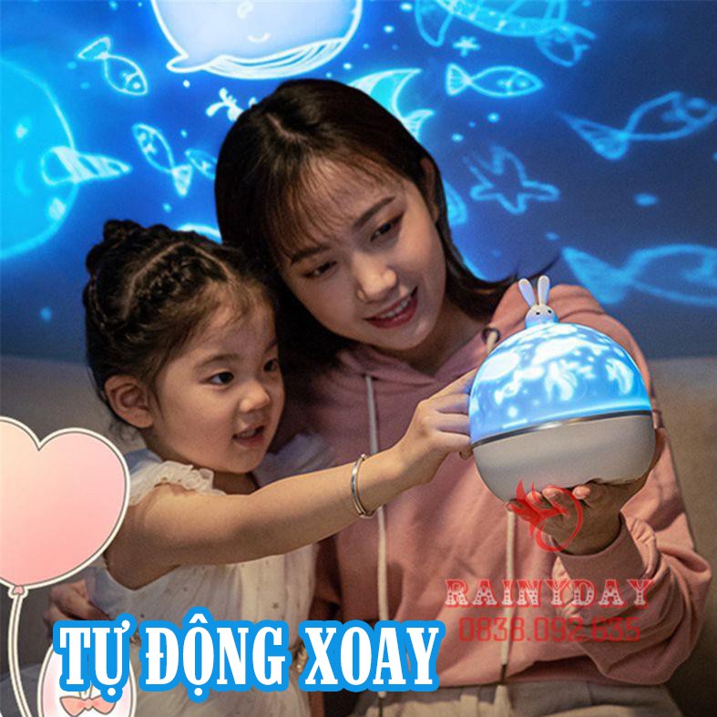 Đèn ngủ chiếu ngàn sao bầu trời dãy ngân hà vũ trụ 3D tự xoay 360 độ cho bé cắm điện cao cấp