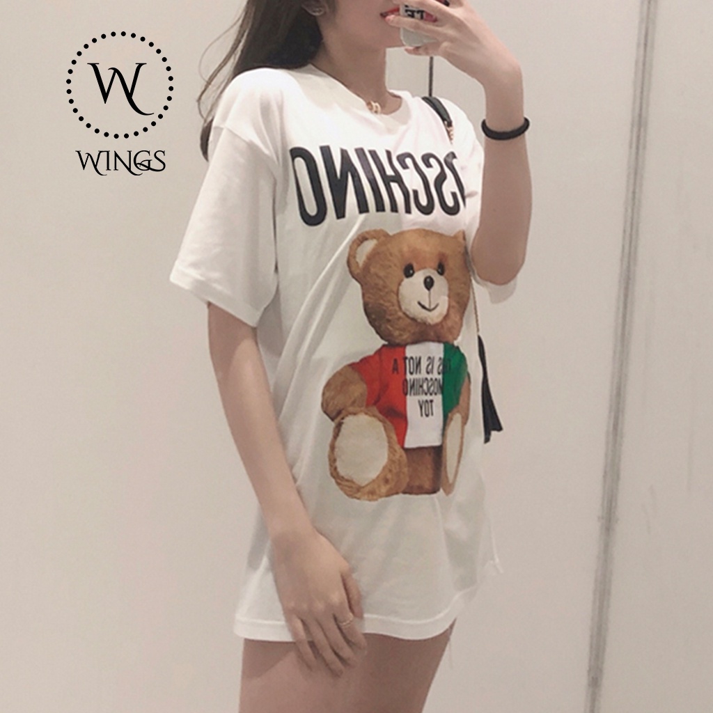 Áo thun nữ cotton dày đẹp Moschino Bear
