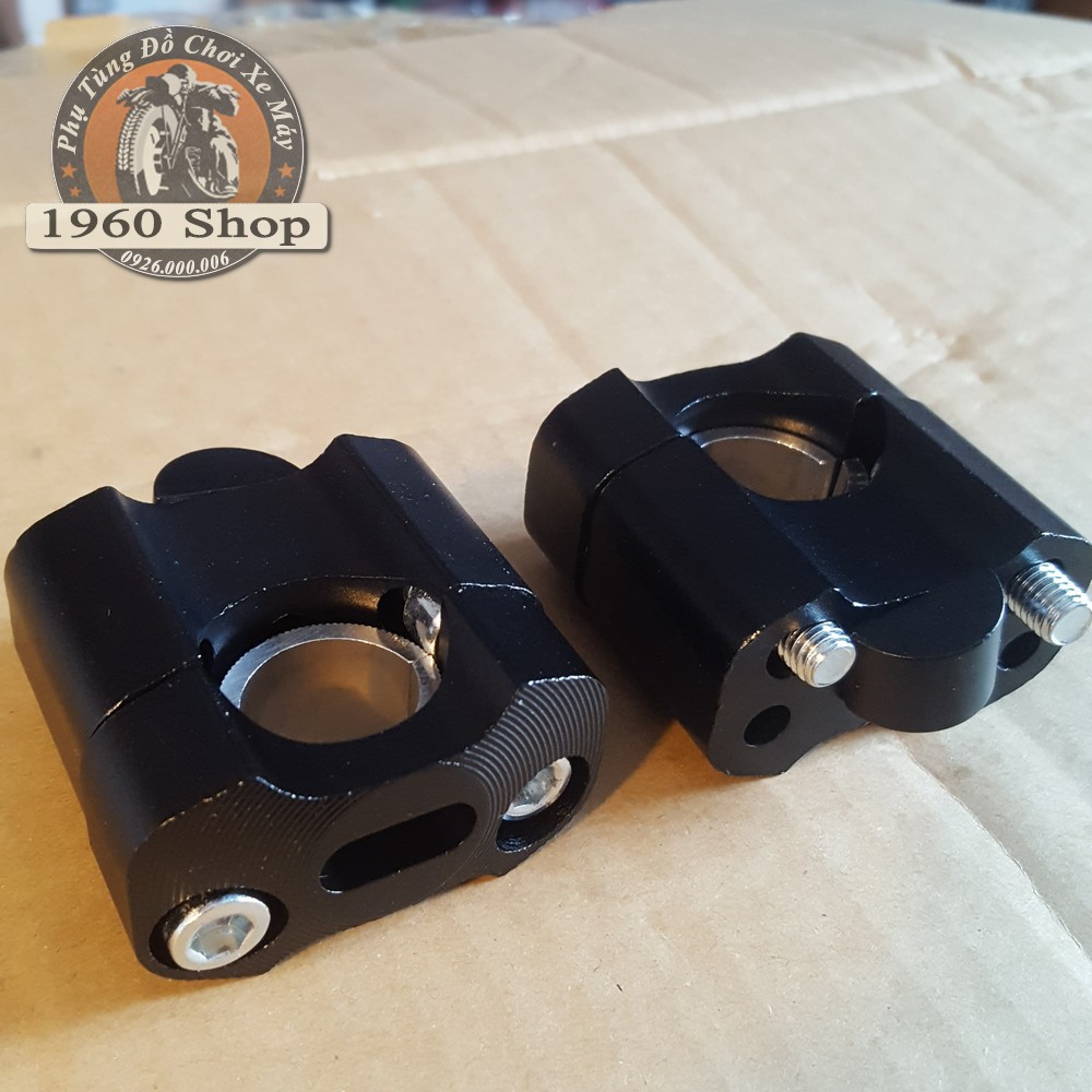 Cùm nâng ghi đông nhôm siêu bền màu đen dùng nâng cho ghi đông phi 22mm - 28mm phù hợp độ Cafe Racer Tracker SU GN Win