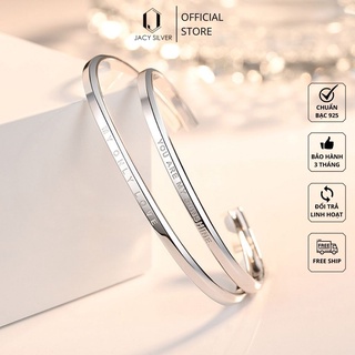 Vòng Tay Đôi Bạc 925 Thiết Kế Mở Phù Hợp Nhiều Size Tay, Lắc Tay Cặp Bạc Ý Jacy Silver LD1002