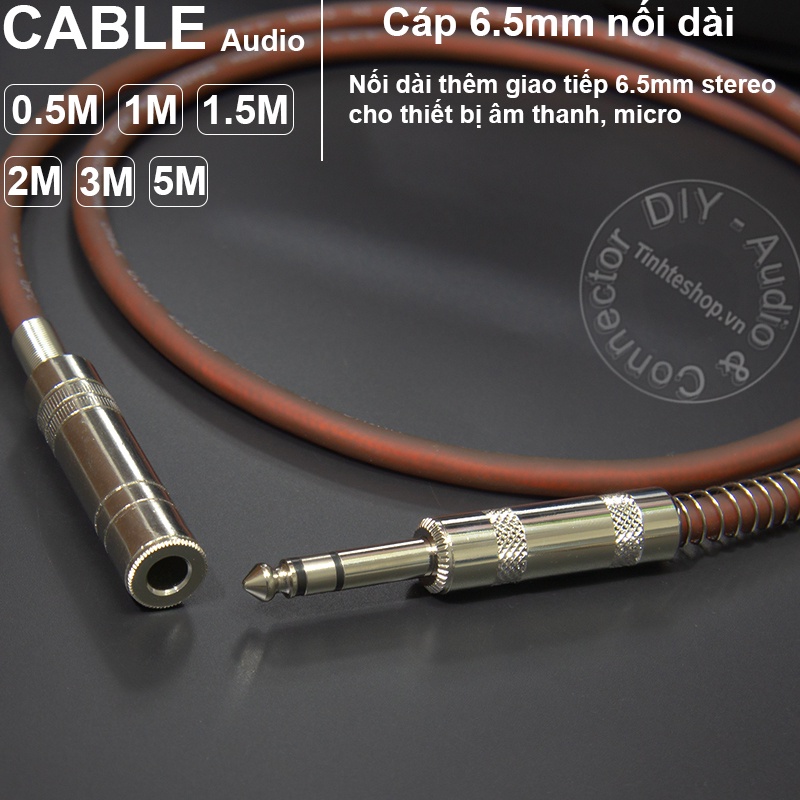 Dây 6.5mm đực ra 6.5mm cái stereo DIY 0.5M đến 5M - 6.35mm male to 6.5mm female cable