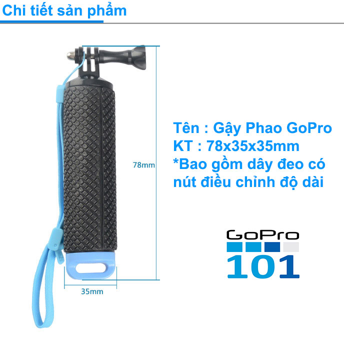 Gậy Phao Nổi có dây đeo dùng dưới nước cho GOPRO, XIAOMI, SJCAM - GoPro101