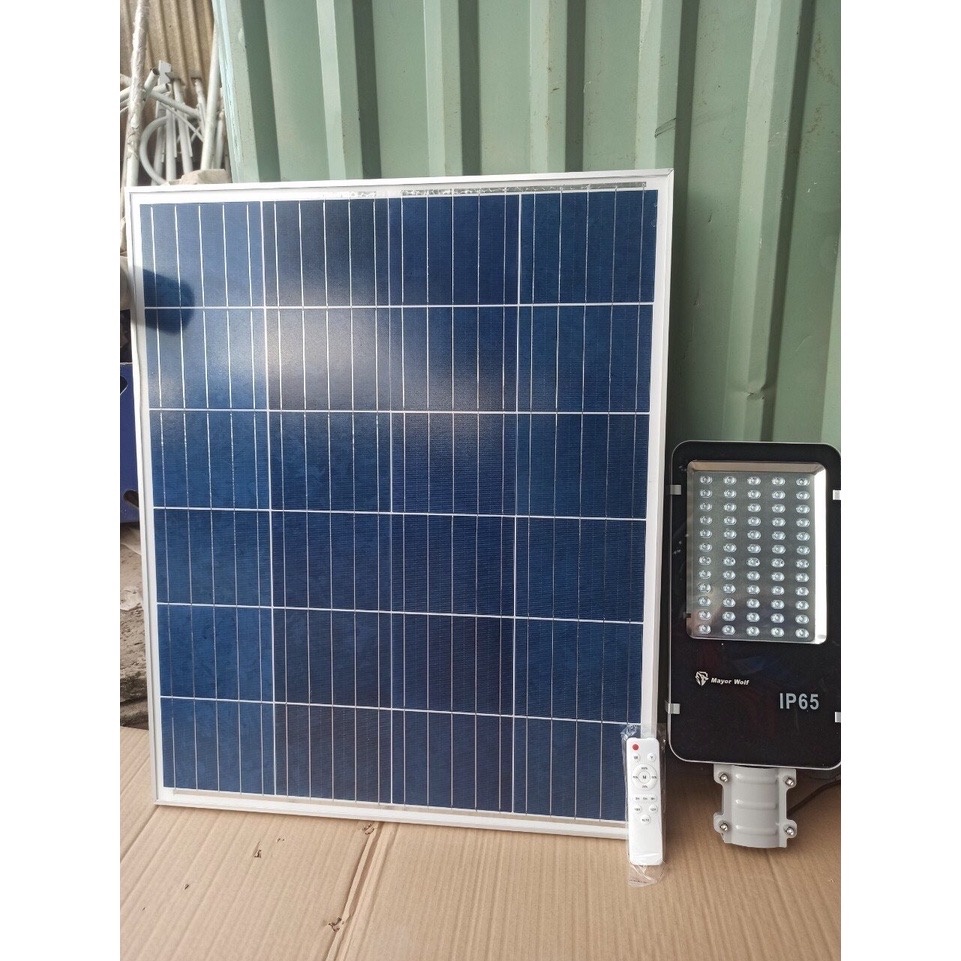 Đèn bàn chải công trình năng lượng mặt trời siêu to, siêu sáng Mayor Wolf tấm pin NL 80W hàng chính hãng bảo hành 2 năm