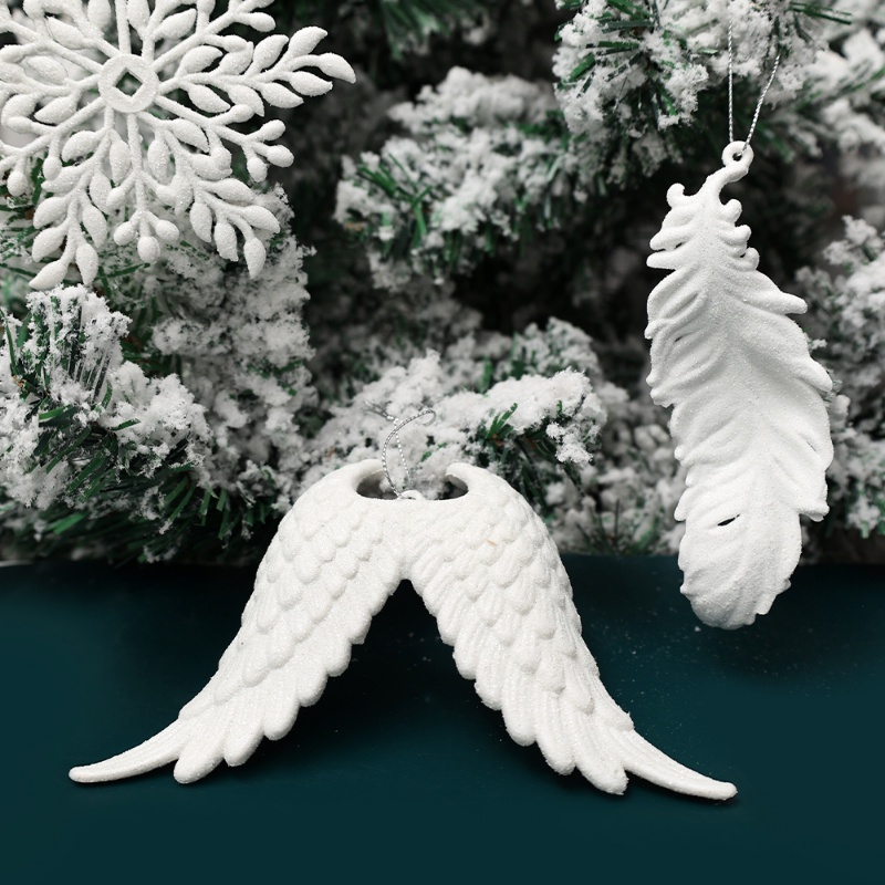 Phụ Kiện Treo Trang Trí Cây Thông Giáng Sinh Hình Bông Tuyết / Cánh Thiên Thần Bằng Nhựa Độc Đáo DIY