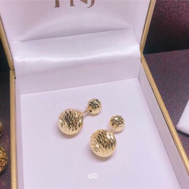 Bông tai bi phay mạ vàng 18k đẹp
