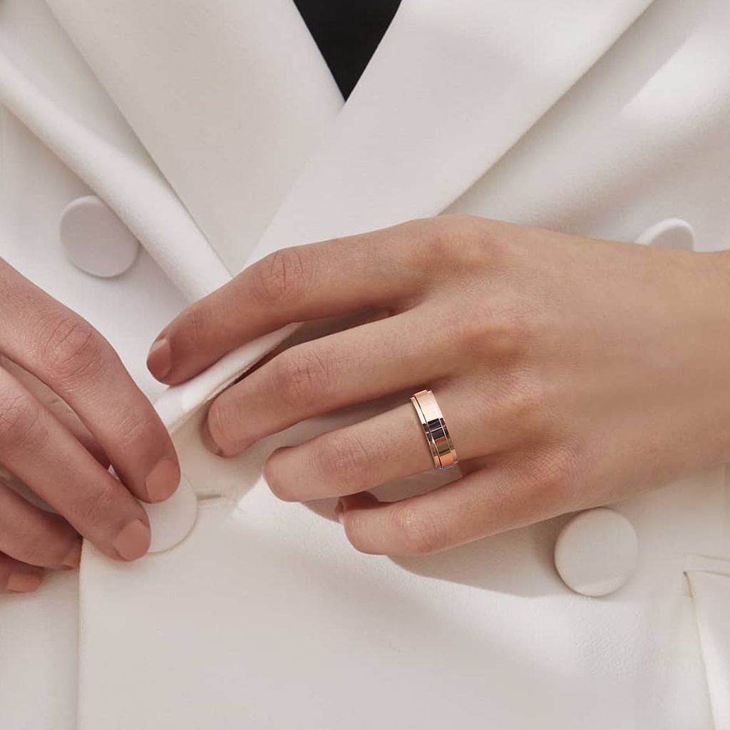 Nhẫn Xoay Vnox 6mm Màu Vàng Hồng Bóng Xoay Được Dành Cho Nam Và Nữ Trang Sức Đám Cưới Minimalist Dairy